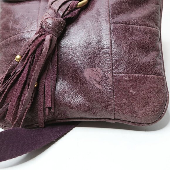 Vintage Y2K Juicy Couture Plum Purple Leather Crossbody Bag Gold Tassel - Picture 5 of 16